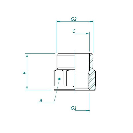 Contrarrosca hexagonal reducida 1/2"h x 3/4"m