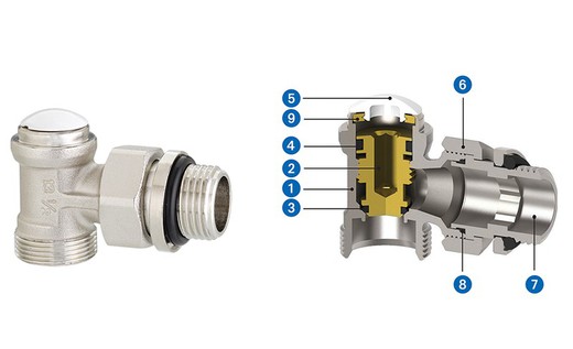 Detentor para radiador escuadra 1/2" para tubo multicapa y cobre