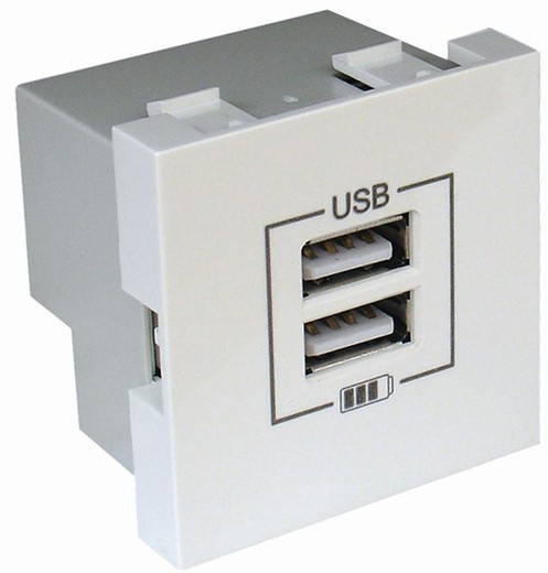 Doble cargador USB tipo A en color blanco