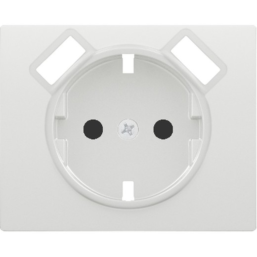 Tapa base enchufe seguridad 2P+TT lateral con 2 tomas USB blanco