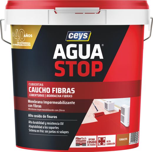 Aguastop caucho fibras rojo 20kgr