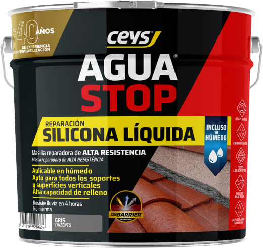 Aguastop silicona líquida 4 kgs color gris