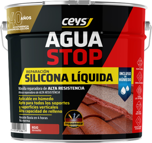 Aguastop silicona líquida 4 kgs color rojo