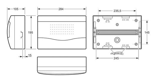 Armario de superficie IP 40 12/14 elementos con puerta opaca