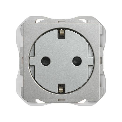 Base de enchufe schuko Clean con sistema de embornamiento a tornillo aluminio