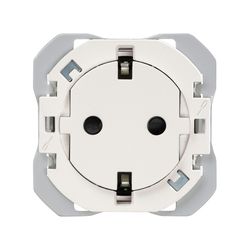 Base de enchufe schuko Clean con sistema de embornamiento a tornillo blanco mate