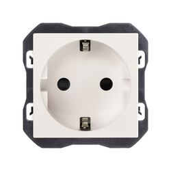 Base de enchufe schuko con sistema de embornamiento a tornillo blanco mate