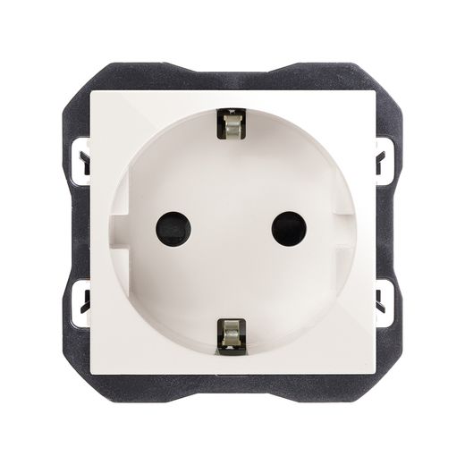 Base de enchufe schuko con sistema de embornamiento a tornillo blanco