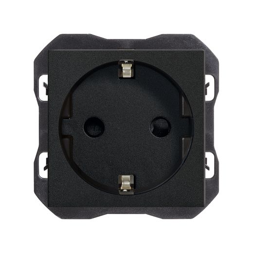 Base de enchufe schuko con sistema de embornamiento a tornillo negro