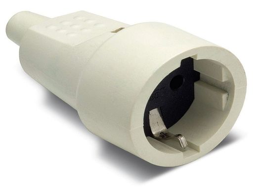 Base aérea con toma de tierra lateral en pvc blanco de 16A 250V