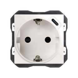 Base schuko con cargador USB C 10,5W blanco