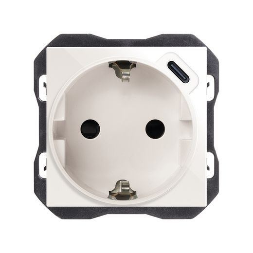 Base schuko con cargador USB C 10,5W blanco