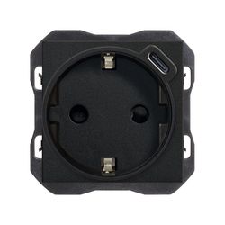 Base schuko con cargador USB C 10,5W negro mate