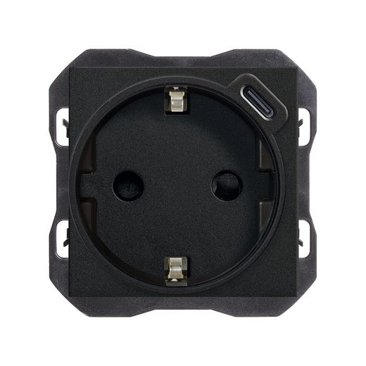 Base schuko con cargador USB C 10,5W negro mate