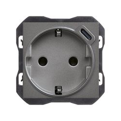 Base schuko con cargador USB C 10,5W titanio