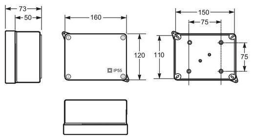 Caja ciega l/halogenos 120x160mm ip55