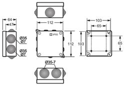 Caja conos libre de halógenos 100x100x55mm IP55