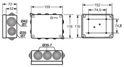 Caja conos libre de halógenos 120x160x72mm IP55