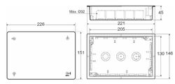 Caja derivación de 205x130x45mm para tabiquería hueca