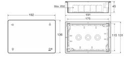 Caja derivación de 175x115x45mm para tabiquería hueca