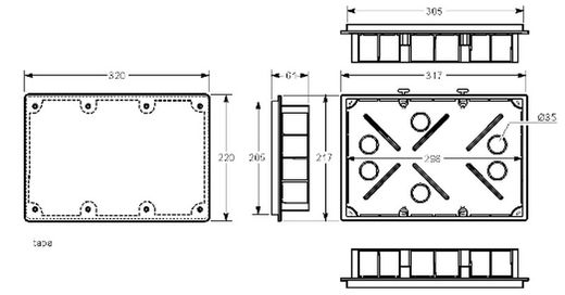 Caja para registro de terminación de red ICT 200x300mm con tornillos