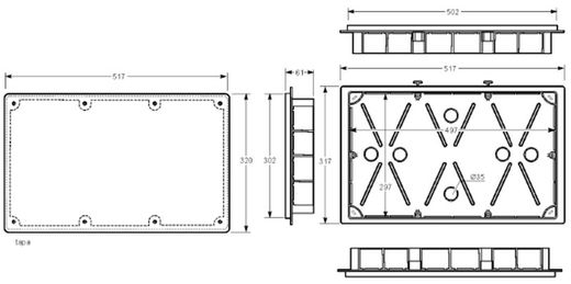 Caja para registro de terminación de red ICT 300x500x60mm con tornillos