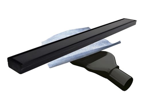 Canal de ducha Basic Noir con sifón extraplano de 60 cms