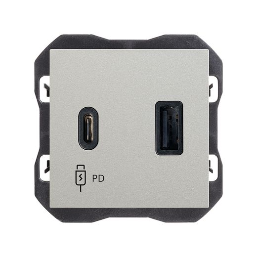 Cargador USB doble A+C 30W Power Delivery aluminio
