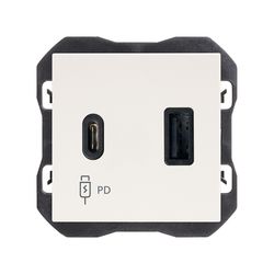 Cargador USB doble A+C 30W Power Delivery blanco mate