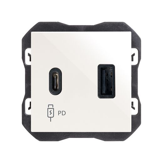 Cargador USB doble A+C 30W Power Delivery blanco