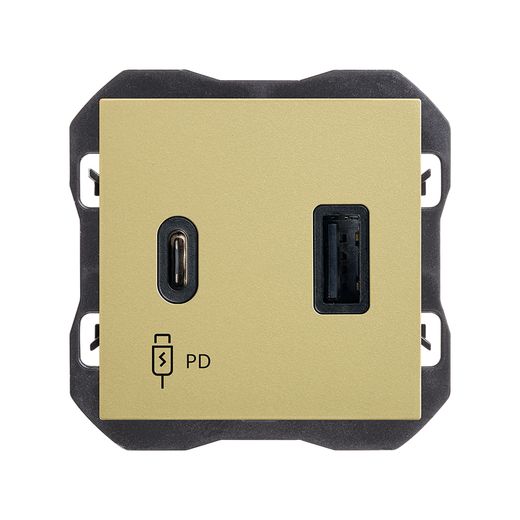 Cargador USB doble A+C 30W Power Delivery bronce