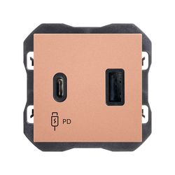 Cargador USB doble A+C 30W Power Delivery cobre