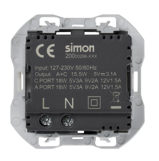 Cargador USB doble A+C 30W Power Delivery cobre