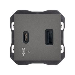 Cargador USB doble A+C 30W Power Delivery titanio