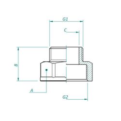 Contrarrosca hexagonal reducida 1"m x 2"h