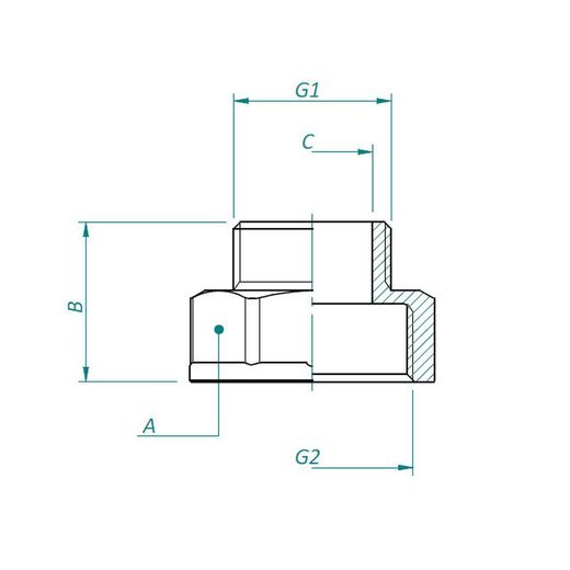 Contrarrosca hexagonal reducida 1"m x 2"h