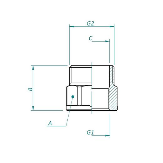 Contrarrosca hexagonal reducida 3/4"h x 1"m
