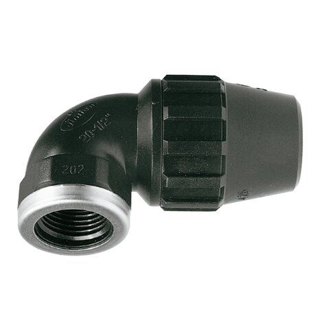 Enlace acodado 90º rosca hembra de 1/2" a tubo de 20mm, sin refuerzo metálico