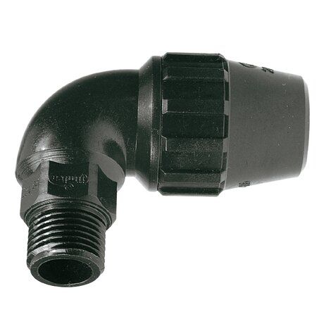 Enlace acodado 90º rosca macho de 1" a tubo de 32mm