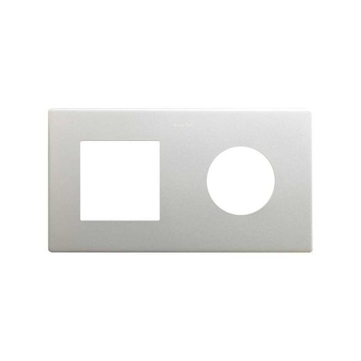 Marco compuesto por 1 elemento y 1 estética mínima para base enchufe schuko CLEAN aluminio