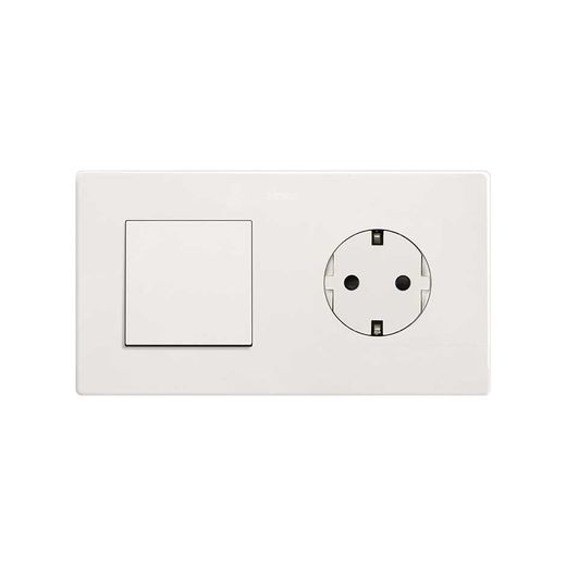 Marco compuesto por 1 elemento y 1 estética mínima para base enchufe schuko CLEAN blanco mate