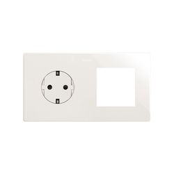 Marco compuesto por 1 elemento y 1 estética mínima para base enchufe schuko CLEAN blanco