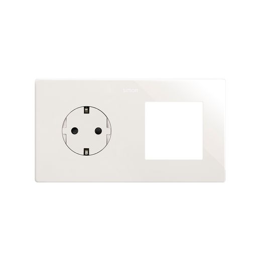 Marco compuesto por 1 elemento y 1 estética mínima para base enchufe schuko CLEAN blanco