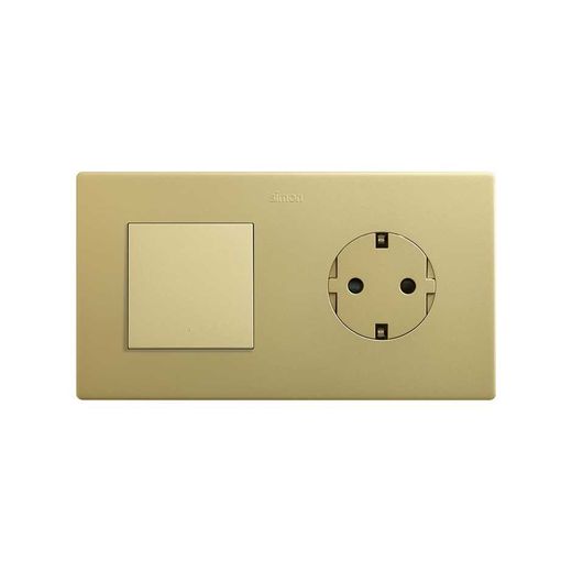 Marco compuesto por 1 elemento y 1 estética mínima para base enchufe schuko CLEAN bronce