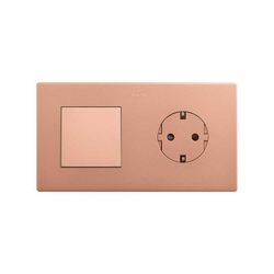 Marco compuesto por 1 elemento y 1 estética mínima para base enchufe schuko CLEAN cobre