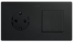 Marco compuesto por 1 elemento y 1 estética mínima para base enchufe schuko CLEAN negro mate