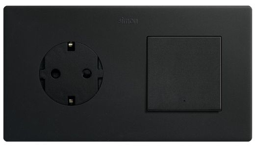 Marco compuesto por 1 elemento y 1 estética mínima para base enchufe schuko CLEAN negro mate