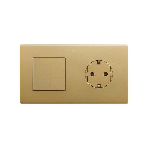 Marco compuesto por 1 elemento y 1 estética mínima para base enchufe schuko CLEAN oro