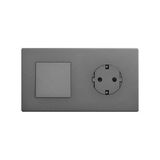 Marco compuesto por 1 elemento y 1 estética mínima para base enchufe schuko CLEAN titanio