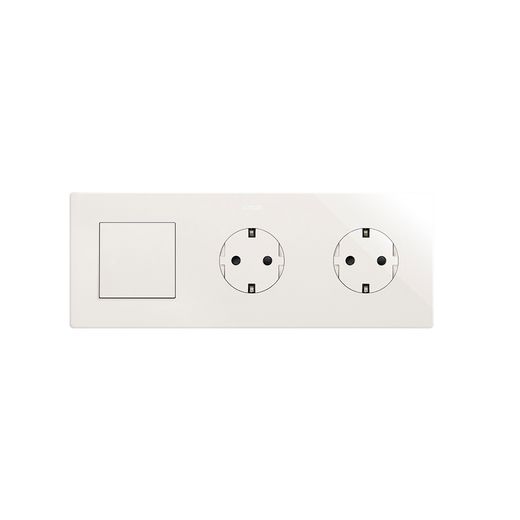 Marco compuesto por 1 elemento y 2 estética mínima para base de enchufe CLEAN blanco
